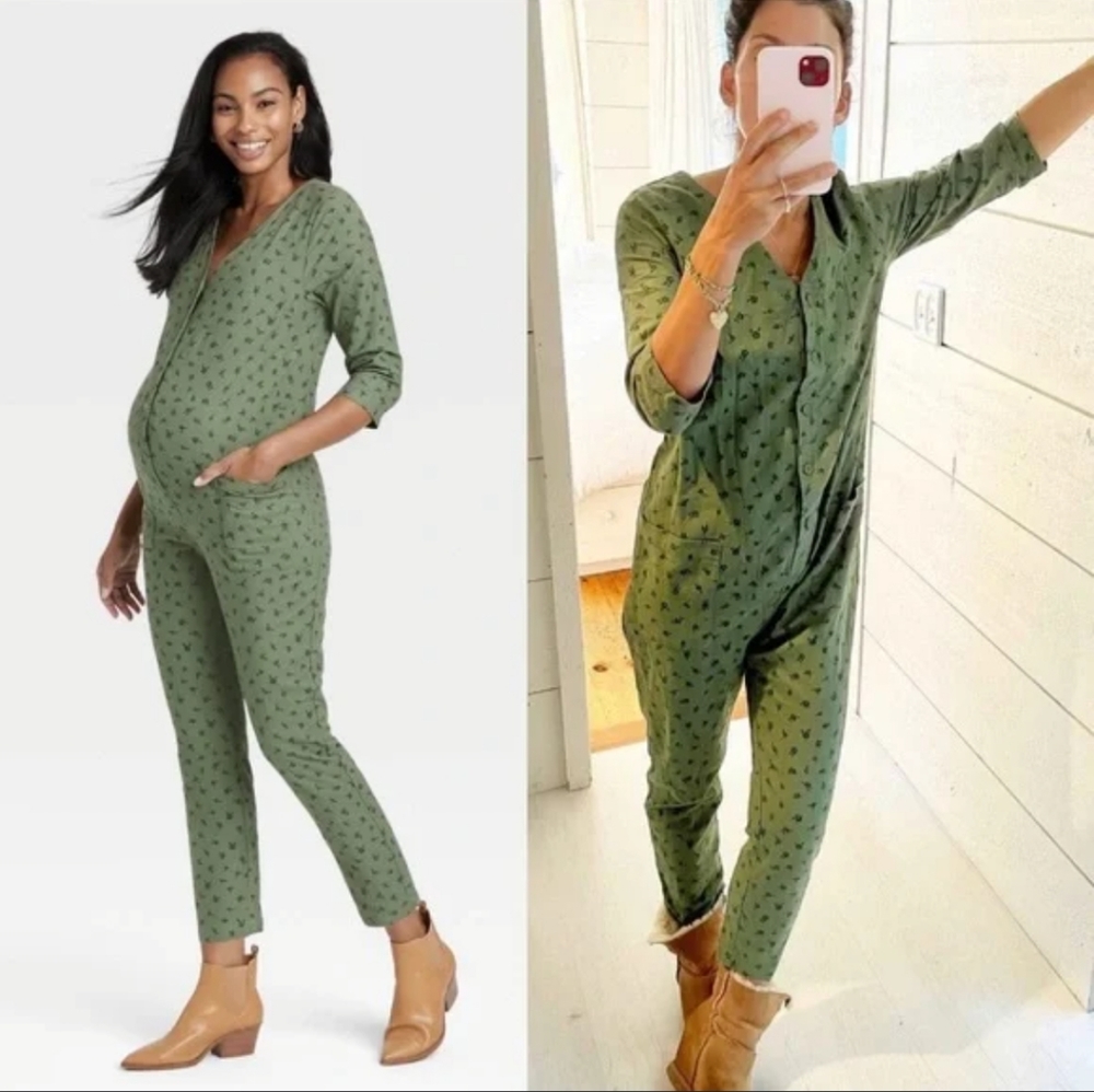 The Nines by HATCH cotton floral print Maternity jumpsuit